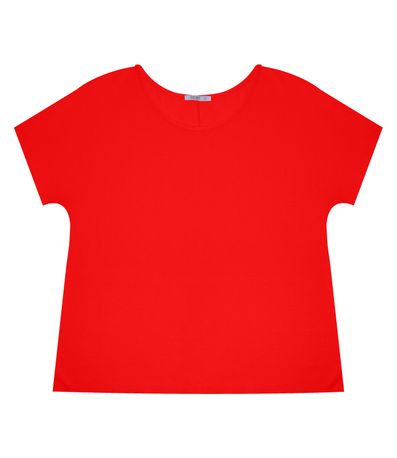 Blusa Manga Curta Feminina Plus Size Secret Glam Laranja