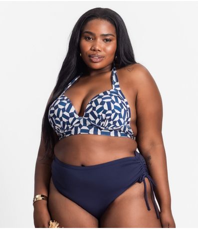 Top Biquíni Estampado Com Bojo Plus Size Uni Femme Bege