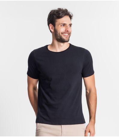 Camiseta Masculina Básica Meia Malha Diametro Preto