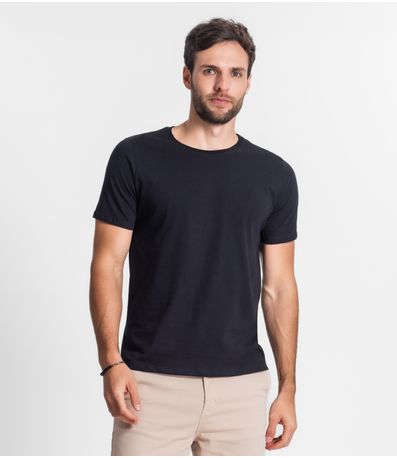 Camiseta Masculina Básica Meia Malha Diametro Preto
