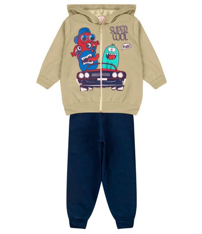 Conjunto De Moletom Infantil Menino Kappes Bege