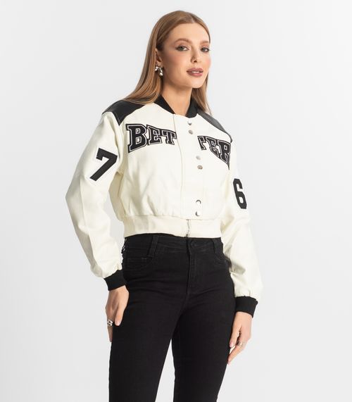 Jaqueta Feminina Bomber College Forever New Bege