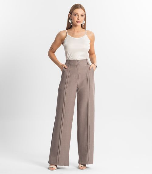 Calça Feminina Pantalona Em Alfaiataria Veshine Cinza