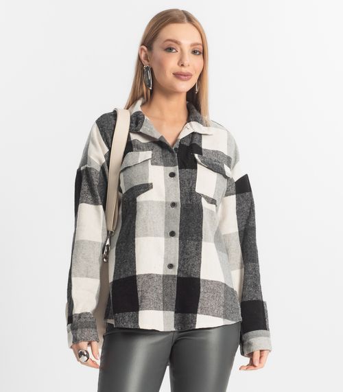 Camisa Xadrez Feminina Lã Batida Epifani Preto