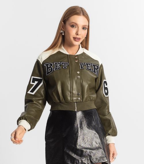 Jaqueta Feminina Bomber College Forever New Verde