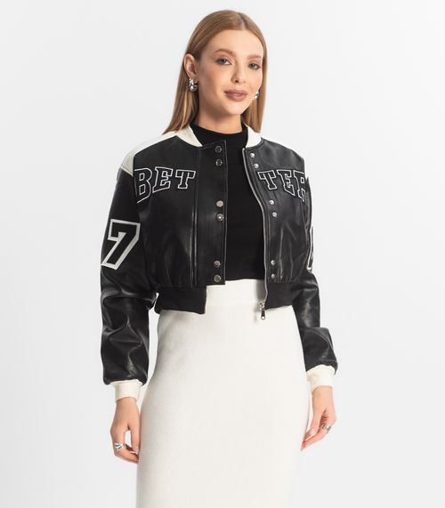 Jaqueta Feminina Bomber College Forever New Preto