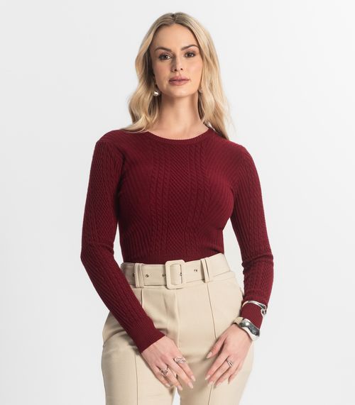Blusa Feminina Manga Longa Em Tricot Epifani Vermelho