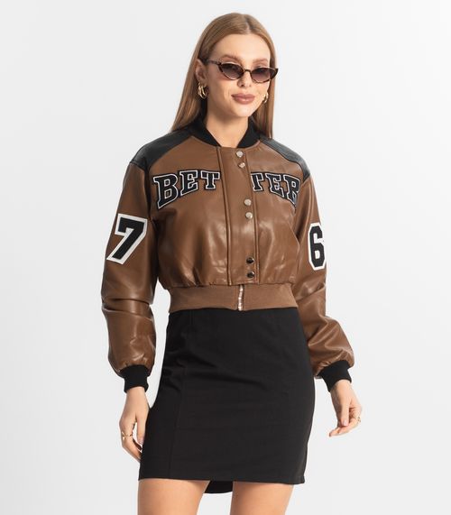 Jaqueta Feminina Bomber College Forever New Marrom