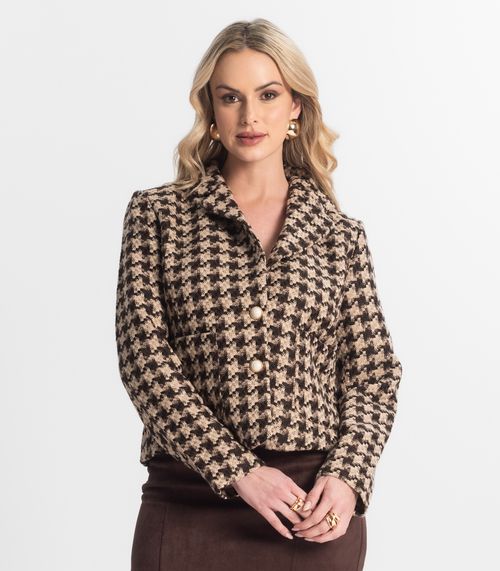 Casaco Feminino Tweed Com Botões Giada Marrom