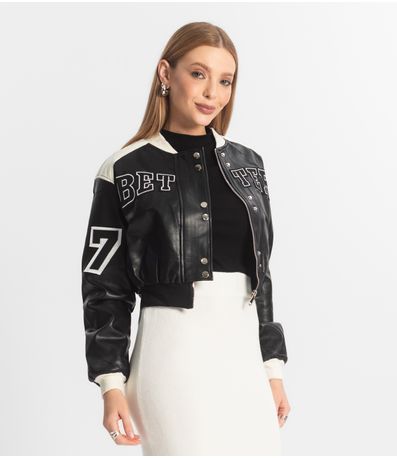 Jaqueta Feminina Bomber College Forever New Preto