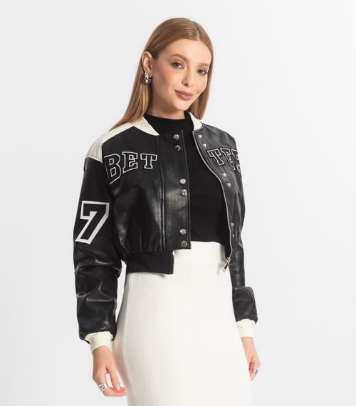 Jaqueta Feminina Bomber College Forever New Preto