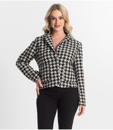 Casaco Feminino Tweed Com Botões Giada Preto