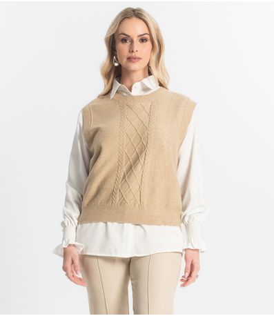 Conjunto Feminino Camisa Com Colete Epifani Bege