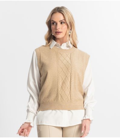 Conjunto Feminino Camisa Com Colete Epifani Bege