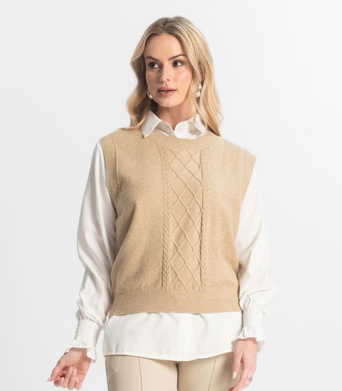 Conjunto Feminino Camisa Com Colete Epifani Bege