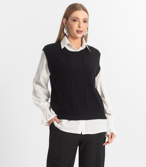 Conjunto Feminino Camisa Com Colete Epifani Preto