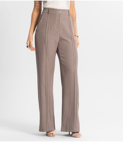 Calça Feminina Pantalona Em Alfaiataria Veshine Cinza