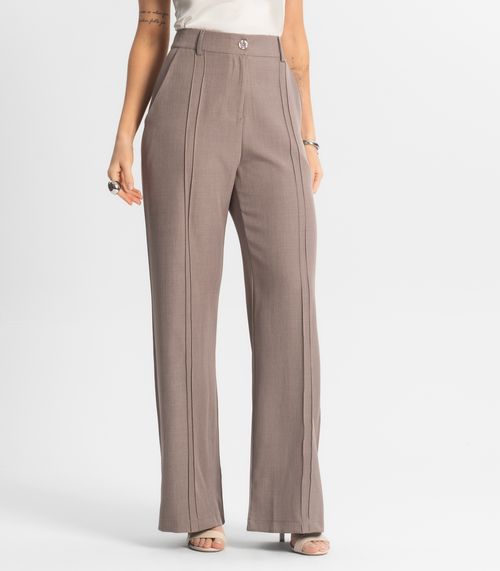 Calça Feminina Pantalona Em Alfaiataria Veshine Cinza