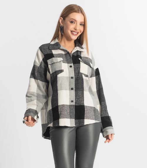 Camisa Xadrez Feminina Lã Batida Epifani Preto