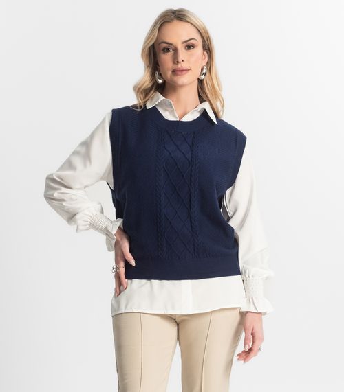 Conjunto Feminino Camisa Com Colete Epifani Azul