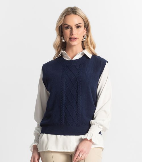 Conjunto Feminino Camisa Com Colete Epifani Azul