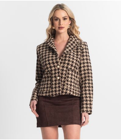 Casaco Feminino Tweed Com Botões Giada Marrom