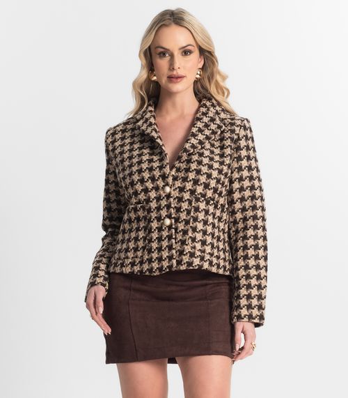 Casaco Feminino Tweed Com Botões Giada Marrom