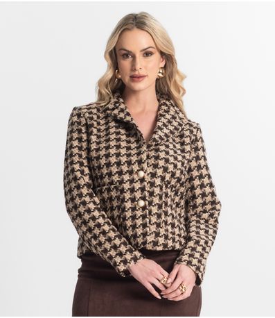 Casaco Feminino Tweed Com Botões Giada Marrom