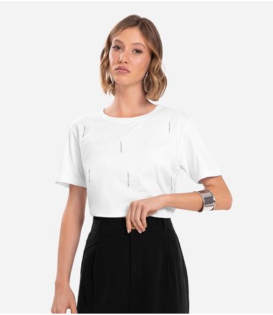 Camiseta Feminina Com Strass Endless Branco