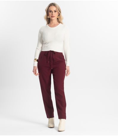 Calça Feminina Cenoura Em Alfaiataria Veshine Vermelho