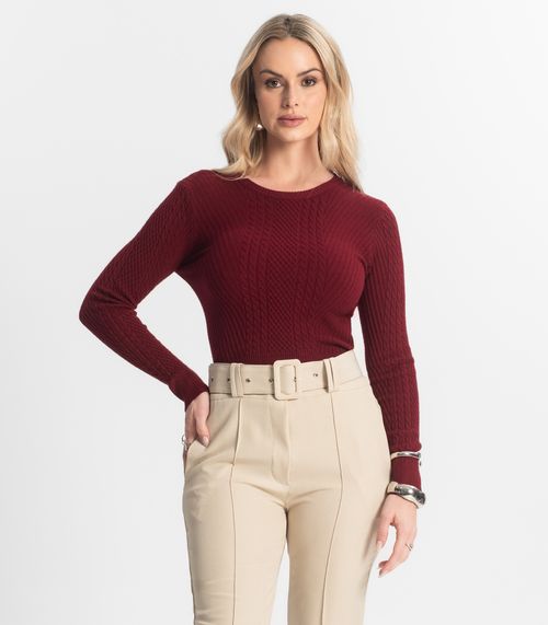 Blusa Feminina Manga Longa Em Tricot Epifani Vermelho