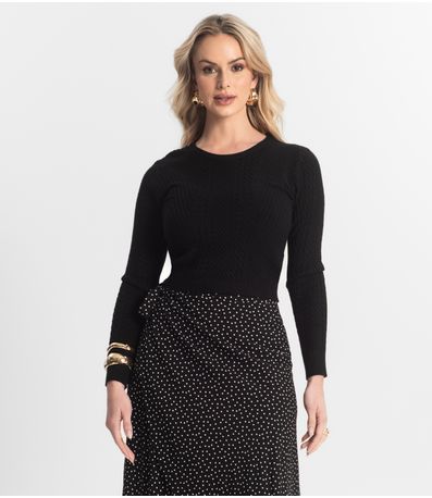 Blusa Feminina Manga Longa Em Tricot Epifani Preto