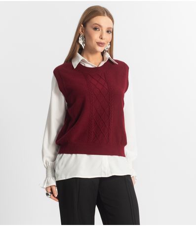 Conjunto Feminino Camisa Com Colete Epifani Vermelho