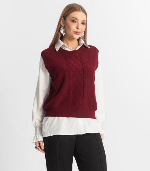 Conjunto Feminino Camisa Com Colete Epifani Vermelho