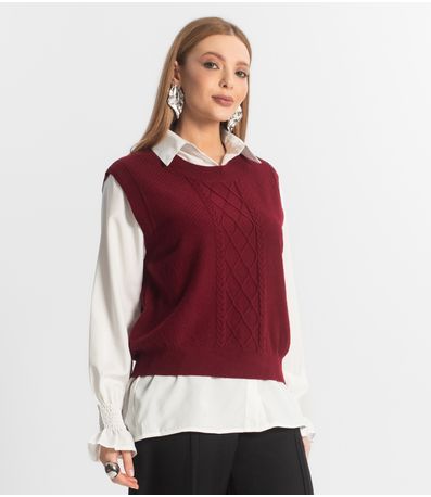 Conjunto Feminino Camisa Com Colete Epifani Vermelho
