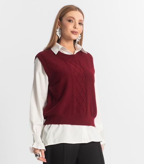 Conjunto Feminino Camisa Com Colete Epifani Vermelho