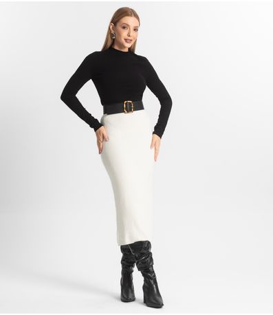 Saia Midi Feminina Tricot Epifani Branco