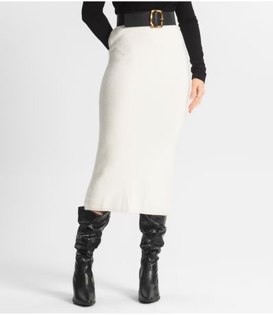 Saia Midi Feminina Tricot Epifani Branco