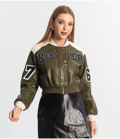 Jaqueta Feminina Bomber College Forever New Verde