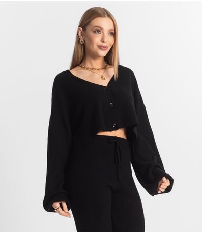 Conjunto Feminino Calça E Casaco Em Tricot Epifani Preto