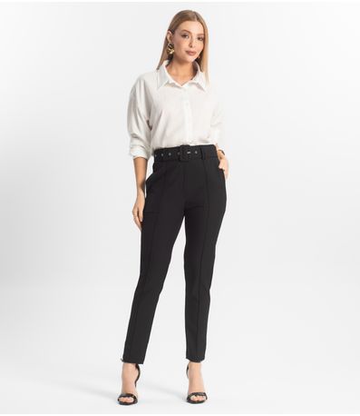 Calça Alfaiataria Tradicional Com Cinto Select Preto