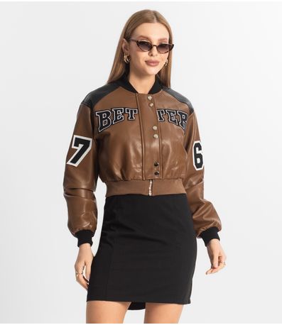 Jaqueta Feminina Bomber College Forever New Marrom