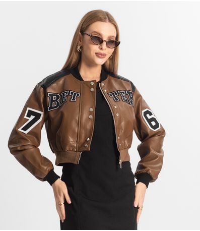 Jaqueta Feminina Bomber College Forever New Marrom
