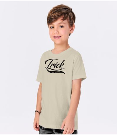 Conjunto Menino Camiseta Com Bermuda Trick Nick Bege