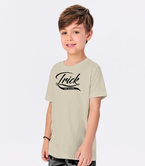 Conjunto Menino Camiseta Com Bermuda Trick Nick Bege