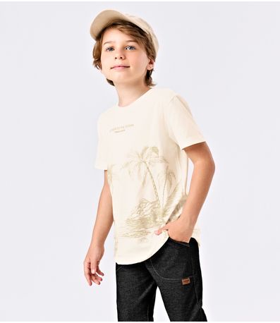 Camiseta Infantil Meia Malha Trick Nick Bege