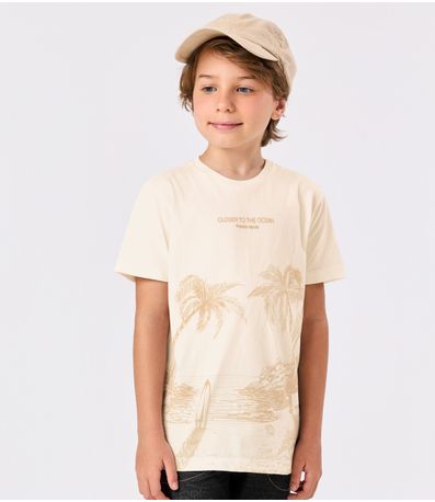 Camiseta Infantil Meia Malha Trick Nick Bege