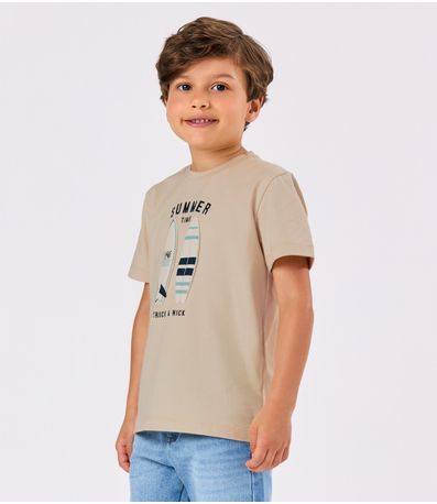 Conjunto Camiseta Com Bermuda Trick Nick Bege