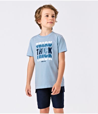 Conjunto Infantil Camiseta Com Bermuda Trick Nick Azul