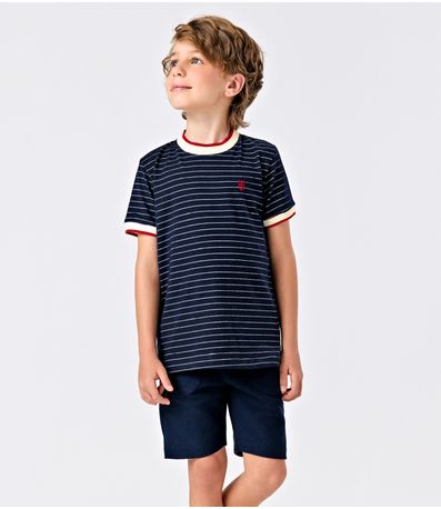 Conjunto Menino Camiseta Com Bermuda Trick Nick Azul